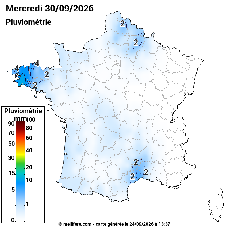 Prévision Pluviométrie 30/09