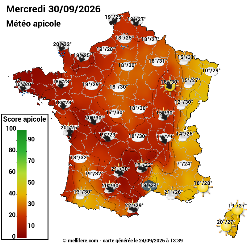 Carte des scores abeilles 30/09