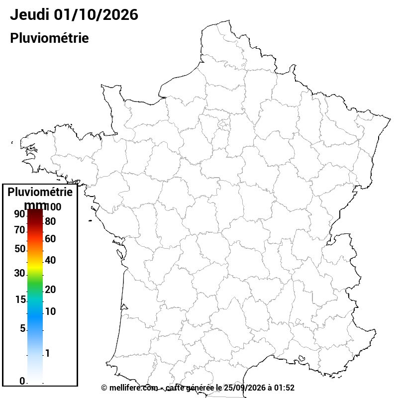 Prévision Pluviométrie 01/10