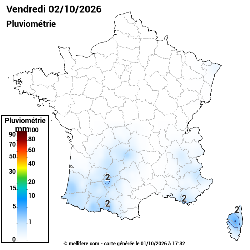 Prévision Pluviométrie 02/10