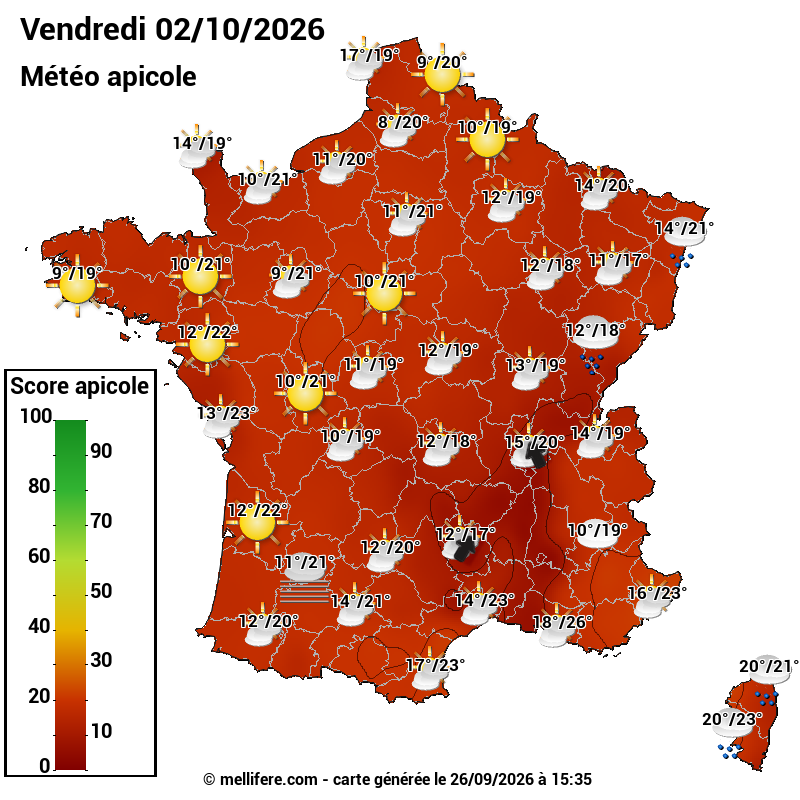 Carte des scores abeilles 02/10
