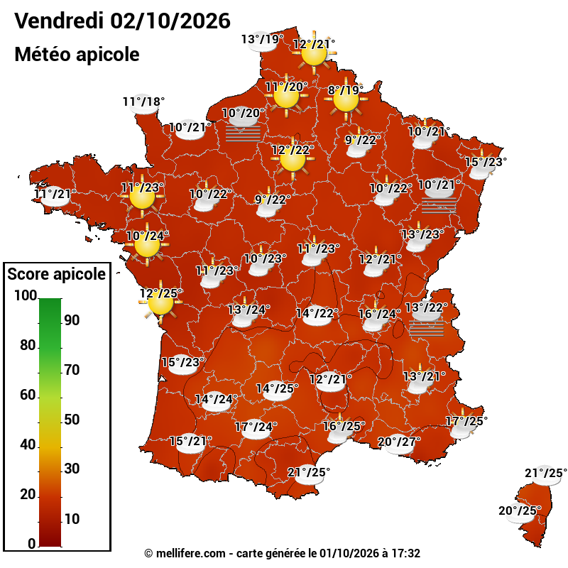 Carte des scores abeilles 02/10