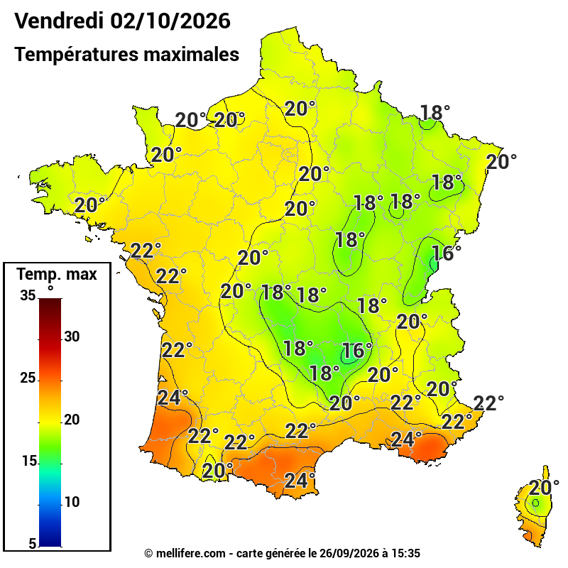 Prévision Températures maxi02/10
