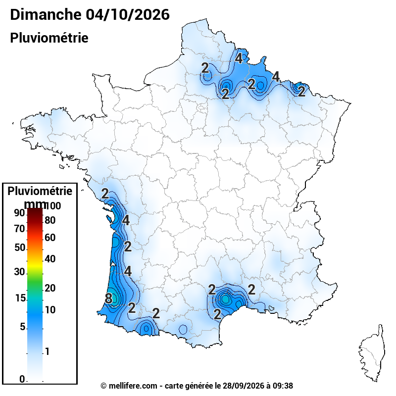 Prévision Pluviométrie 04/10