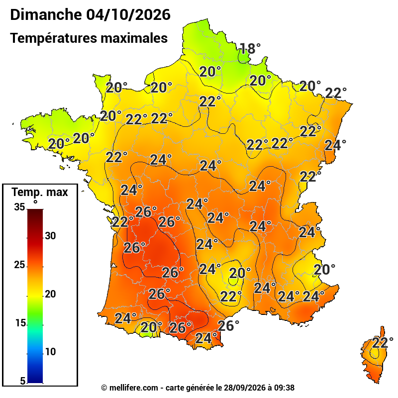 Prévision Températures maxi04/10