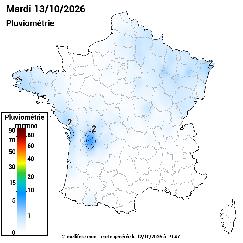 Prévision Pluviométrie 13/10