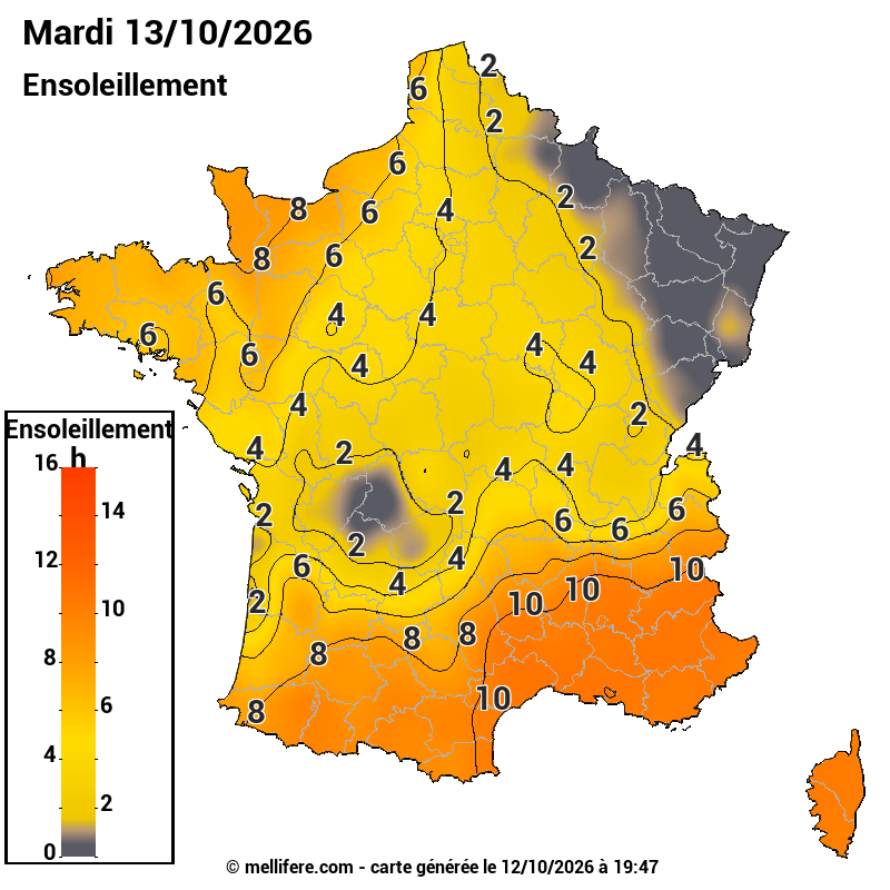 Prévision ensoleillement 13/10
