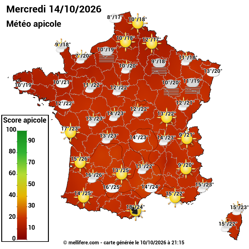 Carte des scores abeilles 14/10