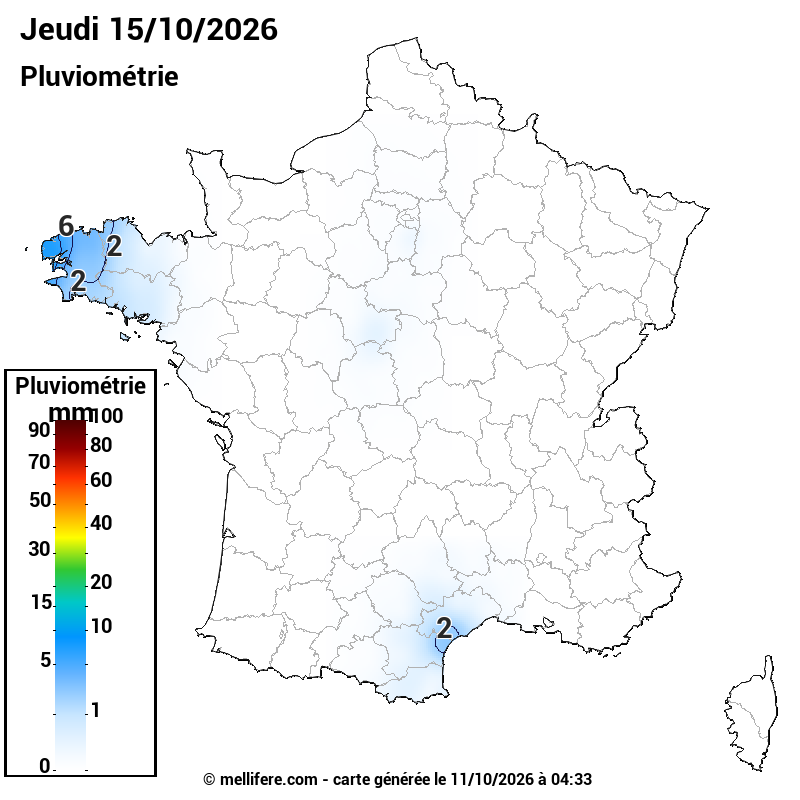 Prévision Pluviométrie 15/10