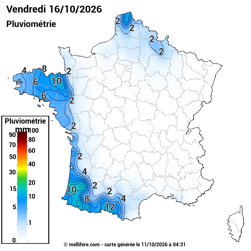 Prévision Pluviométrie 16/10
