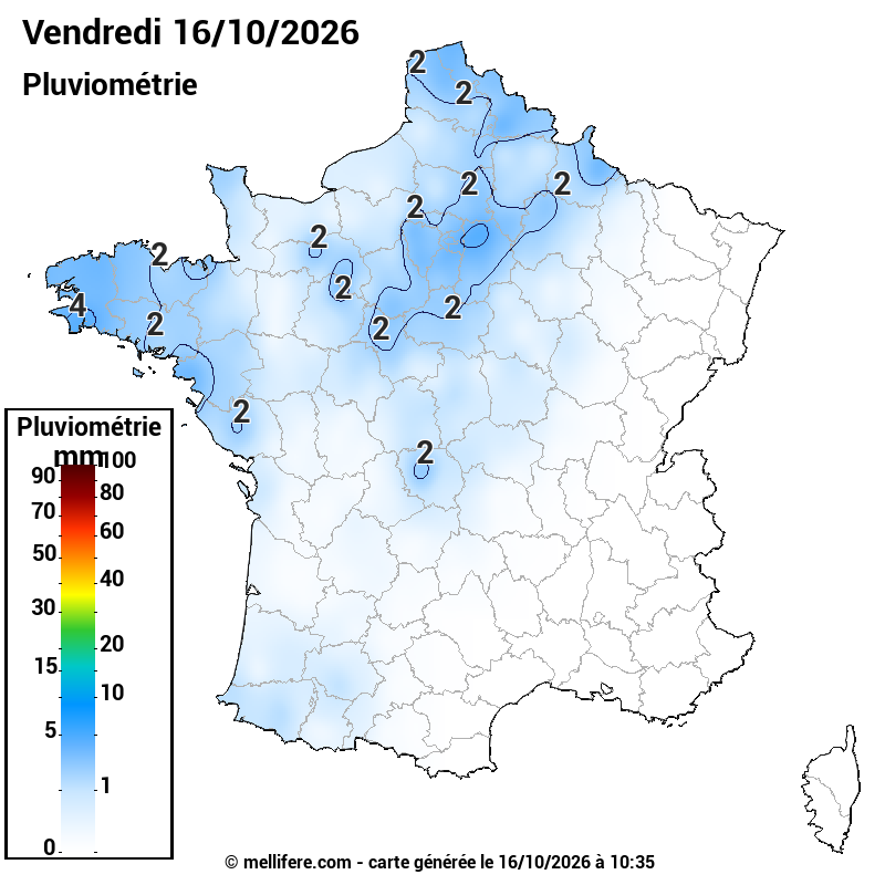 Prévision Pluviométrie 16/10