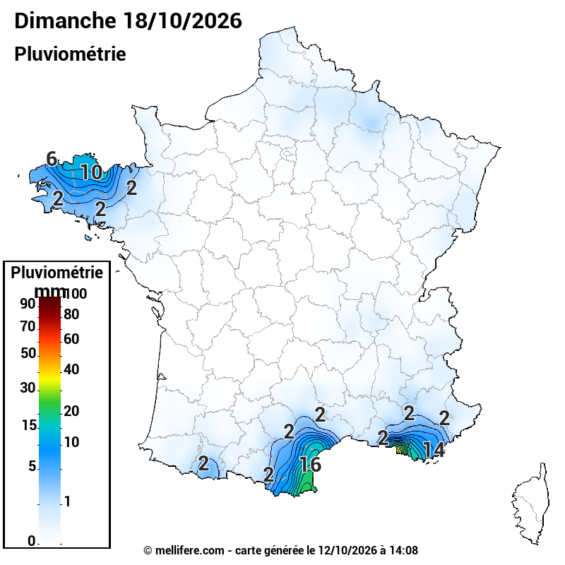Prévision Pluviométrie 18/10