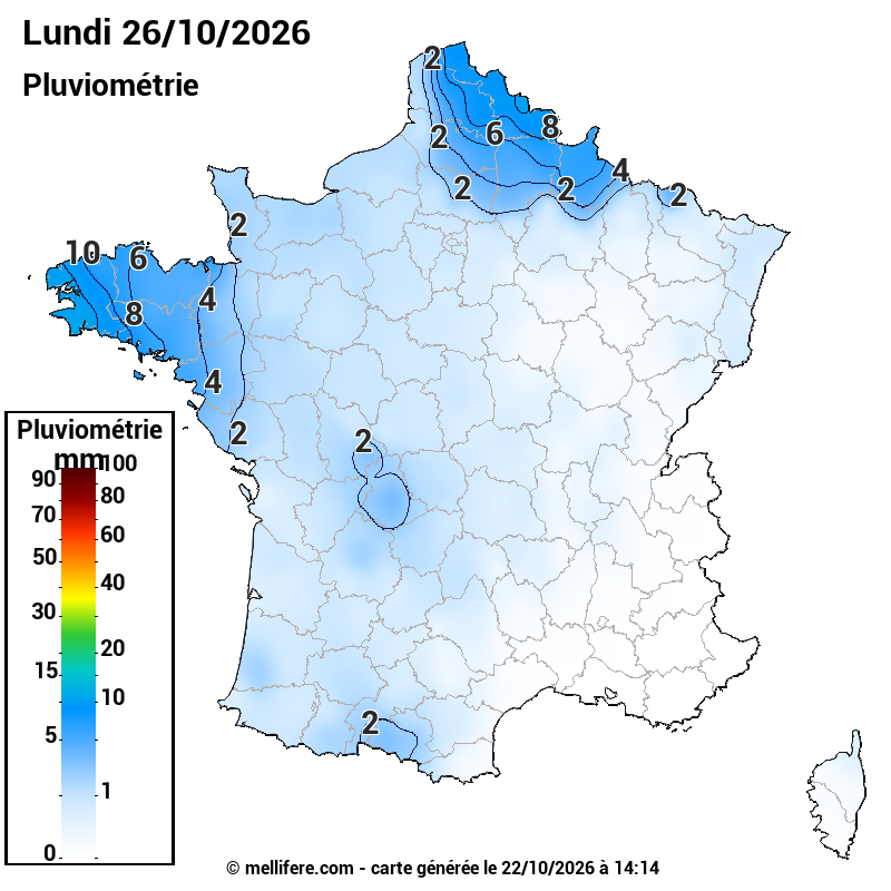 Prévision Pluviométrie 26/10