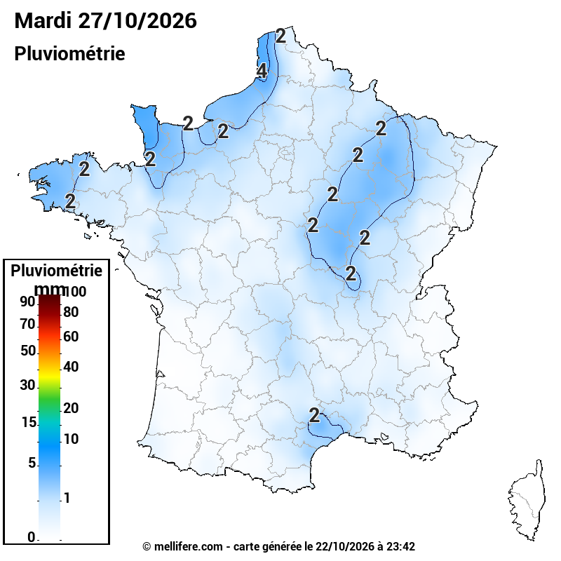 Prévision Pluviométrie 27/10