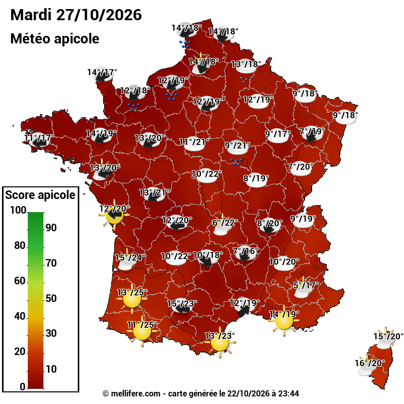 Carte des scores abeilles 27/10