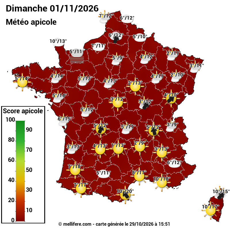Carte des scores abeilles 01/11