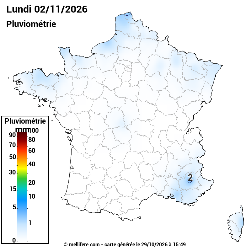 Prévision Pluviométrie 02/11