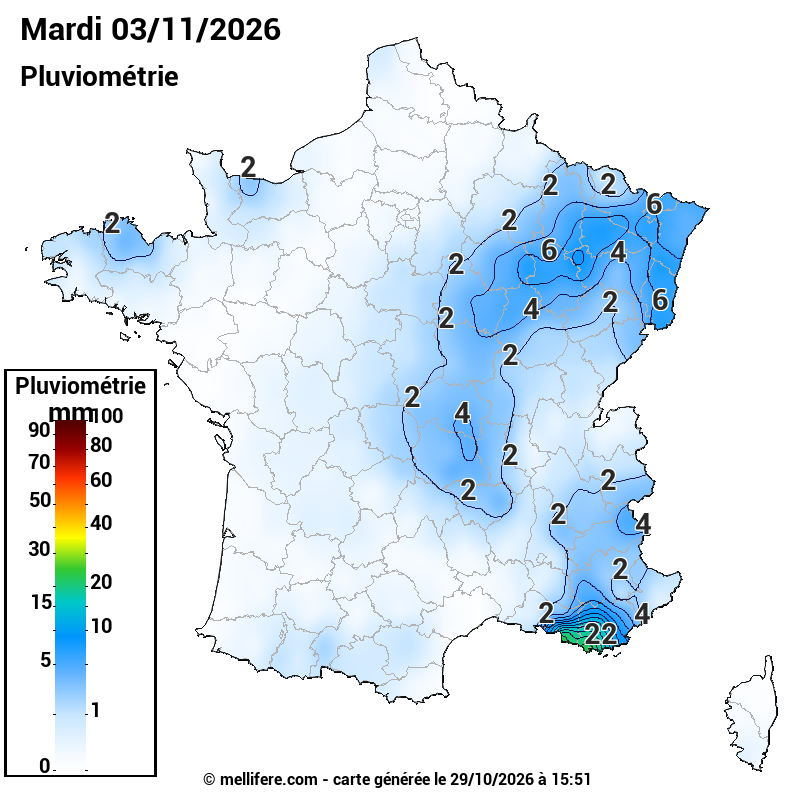 Prévision Pluviométrie 03/11