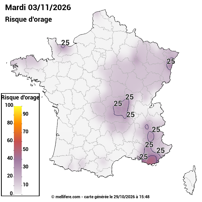 Prévision risques orage 29/10