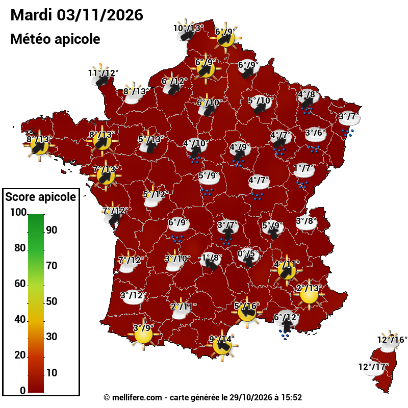 Carte des scores abeilles 03/11