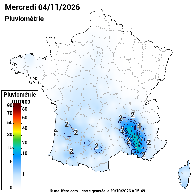 Prévision Pluviométrie 04/11