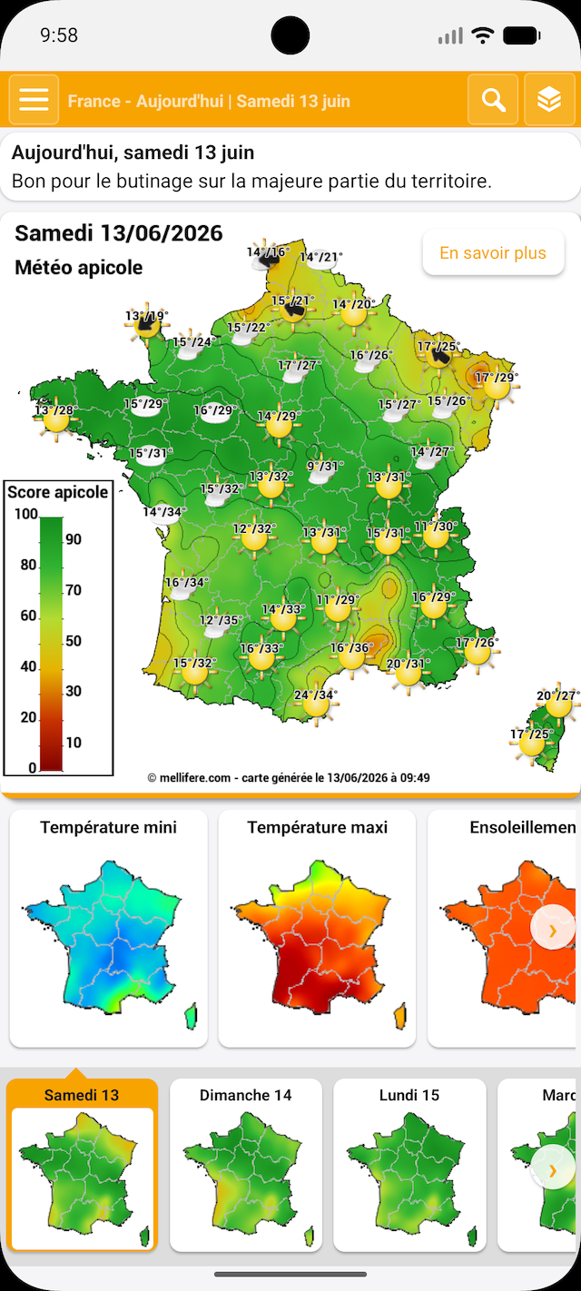 Météo apicole en france